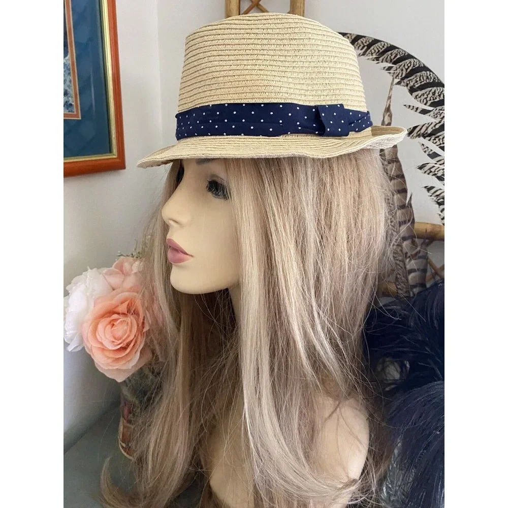 Carter’s 2 Fedora Straw Sun Hats Cap Blue Ribbon For‎ Child 2-4 Mint Condition!